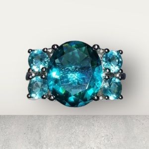 Simulated Aquamarine Ring Sz 9